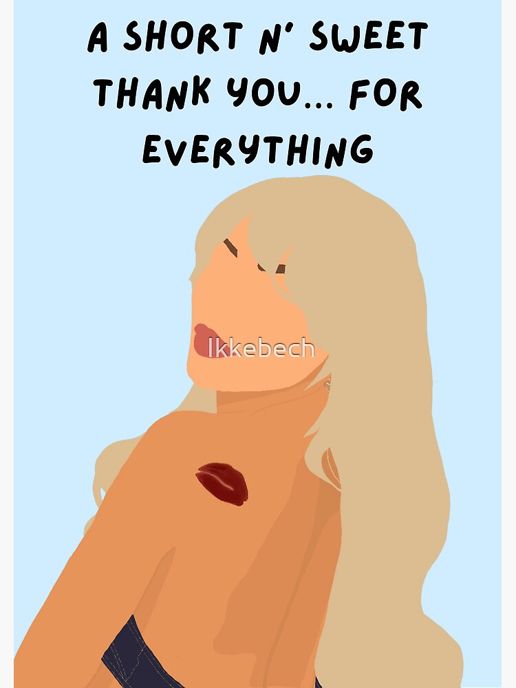 Sabrina Carpenter Thank You Card, Short n Sweet Design, Cute & Trendy, Perfect for Fans, Unique Gift, Express Gratitude, Stylish Keepsake Greeting Card