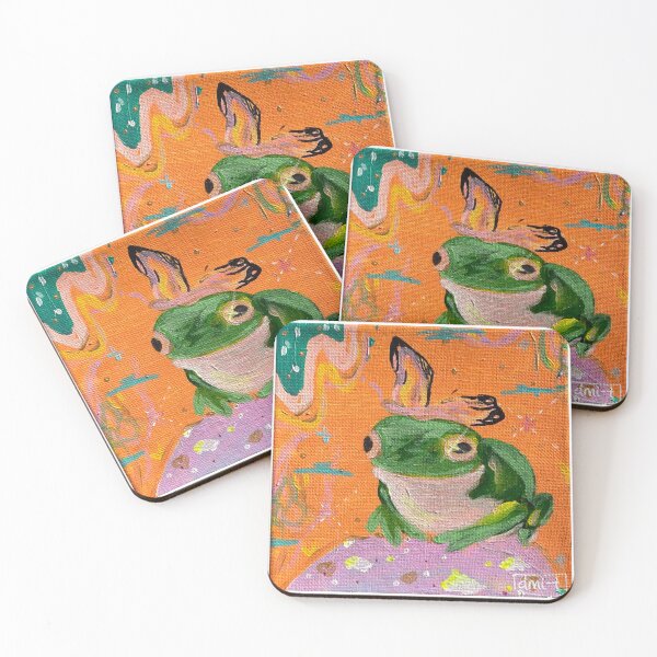 Item preview, Frog with Fluttering Crown, Original Acrylic Painting designed and sold by StayGolden-Dio.