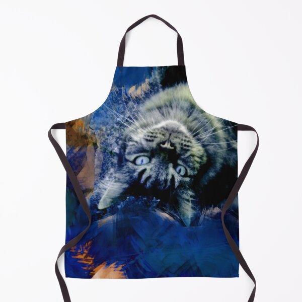 Item preview, ORANGE, DARK BLUE BROWN AND TEAL PLAYFUL CAT IN FALL LEAVES designed and sold by Most1234.