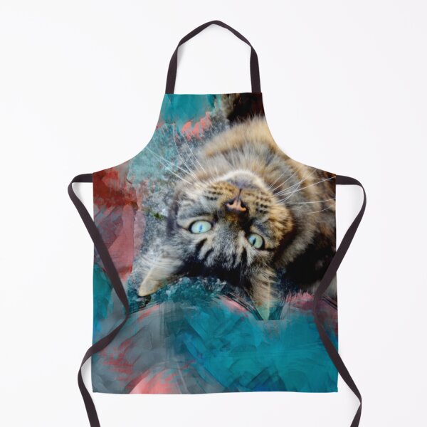 Item preview, WINE, RED, ORANGE, PINK AND PETROL BLUE PLAYFUL CAT IN FALL LEAVES designed and sold by Most1234.