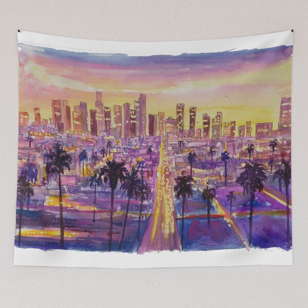 Item preview, Driving LA to Glowing Downtown Los Angeles Skyline designed and sold by artshop77.