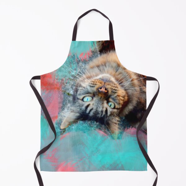 Item preview, TURQUOISE, RED, ORANGE AND PALE BLUE PLAYFUL CAT IN FALL LEAVES designed and sold by Most1234.