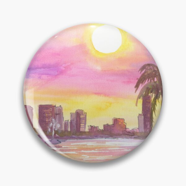 Item preview, Orlando Florida Downtown Skyline with Pink Sky designed and sold by artshop77.