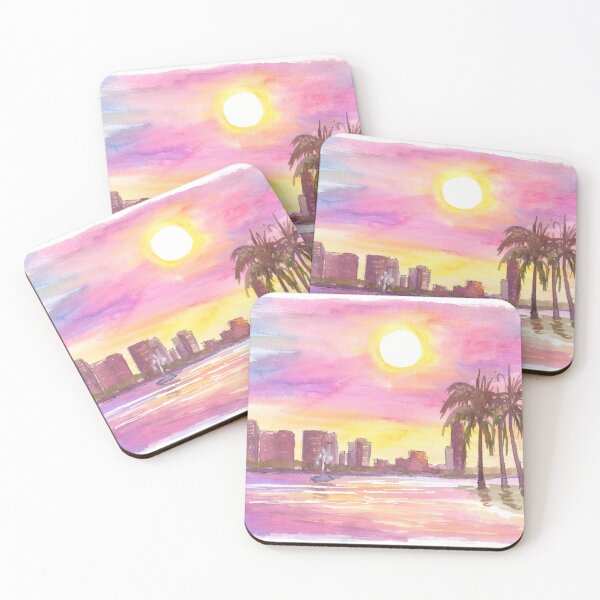Item preview, Orlando Florida Downtown Skyline with Pink Sky designed and sold by artshop77.