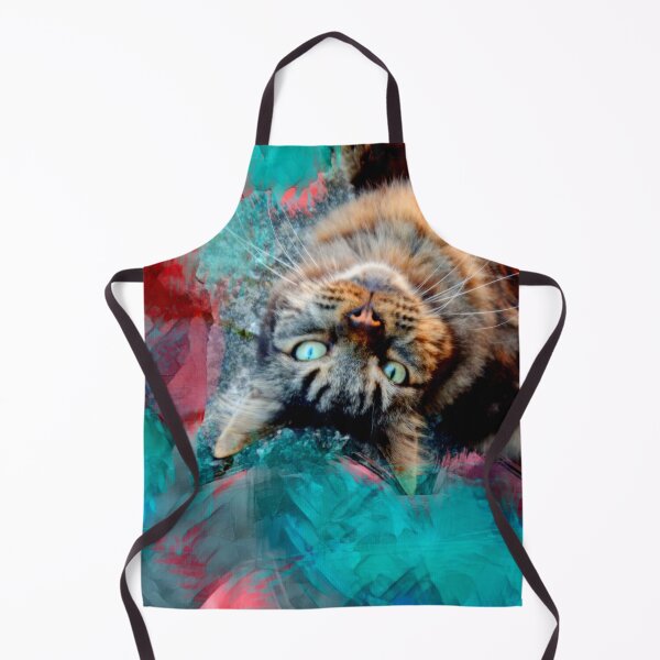 Item preview, RED, TEAL, TURQUOISE AND WINE PLAYFUL CAT IN FALL LEAVES designed and sold by Most1234.