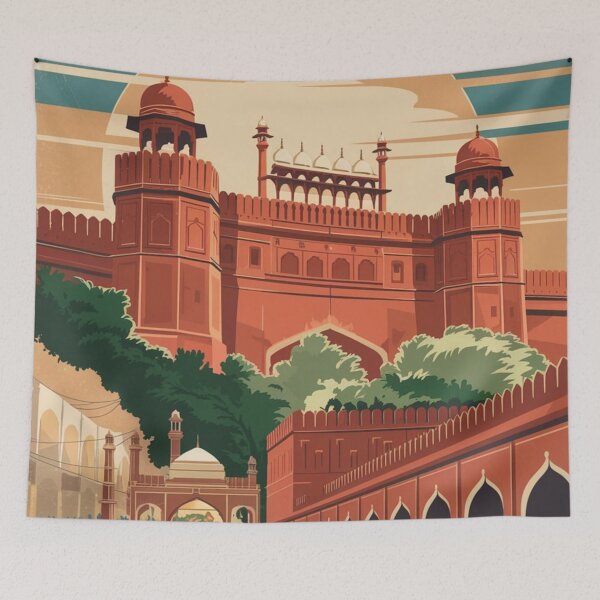 Item preview, Delhi Vintage Travel Poster designed and sold by TravelerRat.