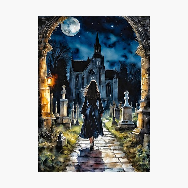 Her Favourite Place - A Gothic Graveyard by Lyra the Lavender Witch Photographic Print