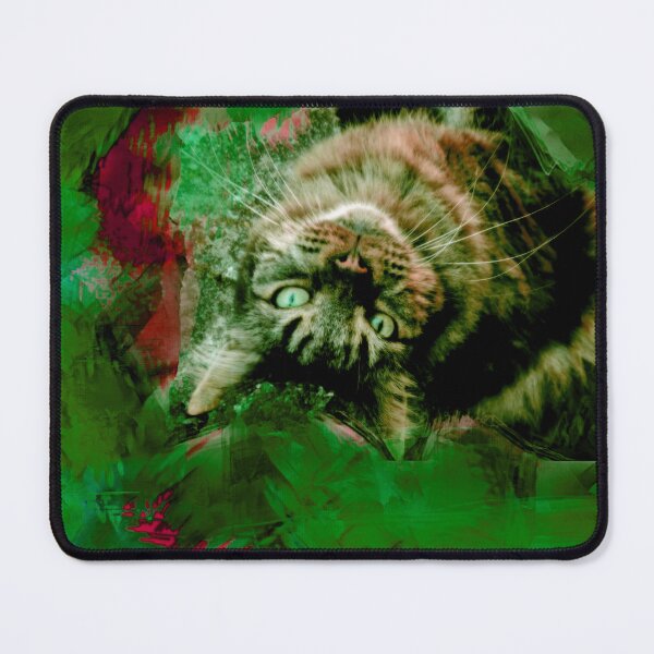 Item preview, BRIGHT GREEN, BRIGHT PINK AND DUSTY ROSE PLAYFUL CAT IN FALL LEAVES designed and sold by Most1234.