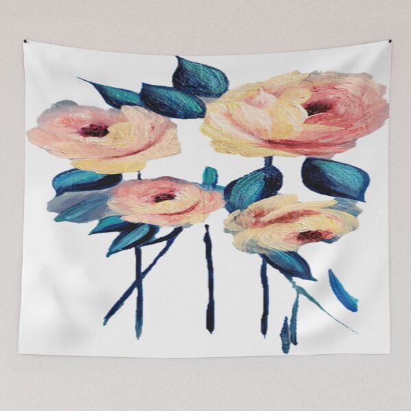 Item preview, Pink roses and blue leaves clipped designed and sold by norascorner.