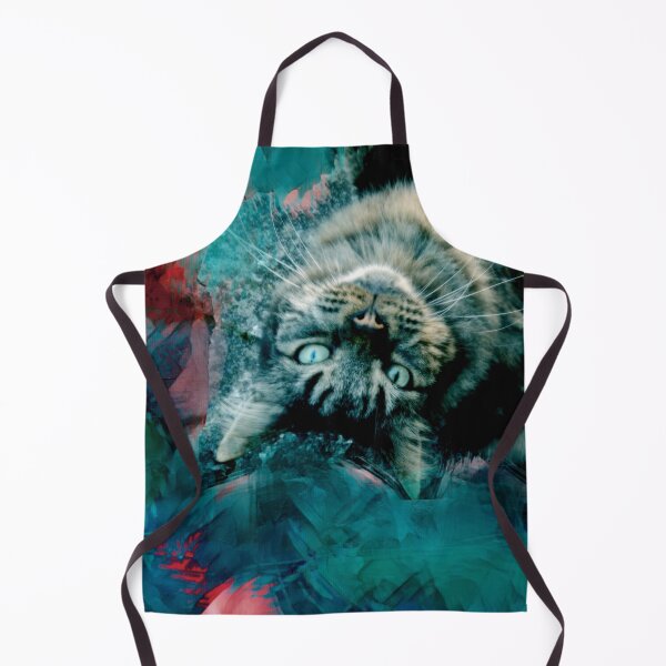 Item preview, BLUE, GREEN, RED,PINK AND TEAL PLAYFUL CAT IN FALL LEAVES designed and sold by Most1234.