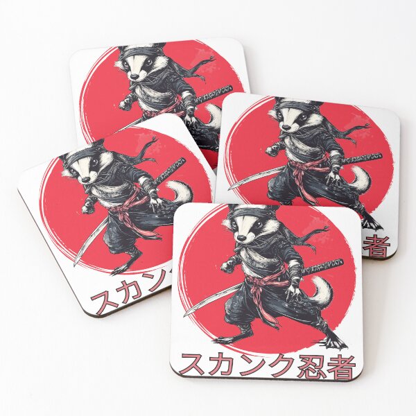 Artikelvorschau, Skunk-Ninja-Krieger-Design | Einzigartige Samurai-Tierkunst im japanischen Stil entworfen und verkauft von WarFX Designs.