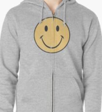 Yellow Smiley Face | Retro Smiley Face Zipped Hoodie