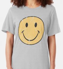 Gelber smiley | Retro Smiley-Gesicht Slim Fit T-Shirt