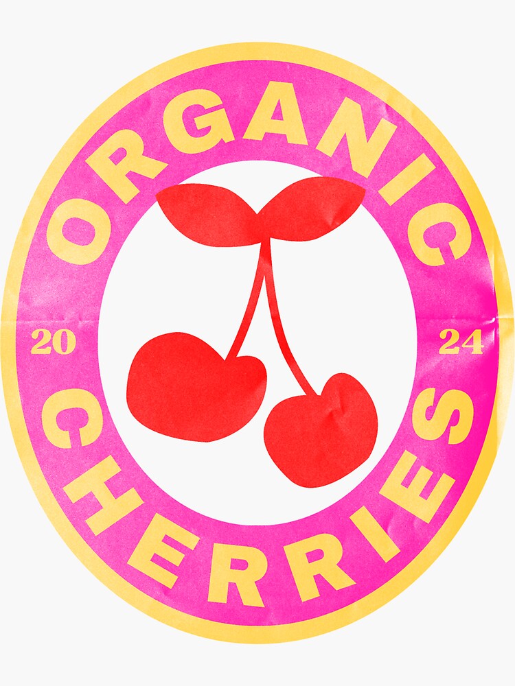 Organic Cherries Retro Fruit Sticker Sticker