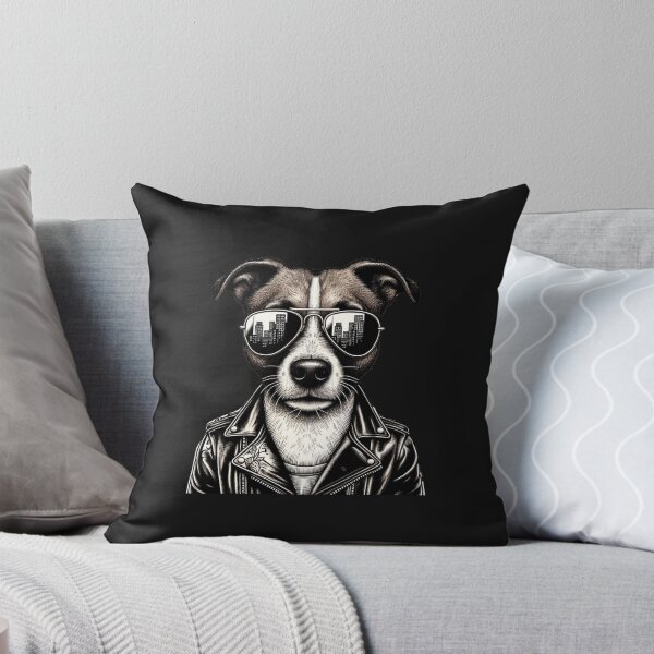 Item preview, dog: dog with sunglasses and leather jacket designed and sold by ShirtWardrobe.