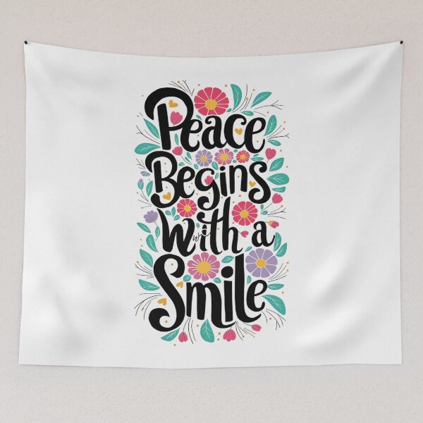 Item preview, Floral Art Peace Begins With A Smile designed and sold by P2Genies.