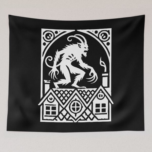 Item preview, Krampus on the Rooftop: Traditional Christmas Horror Art designed and sold by Victor Shadehorn.