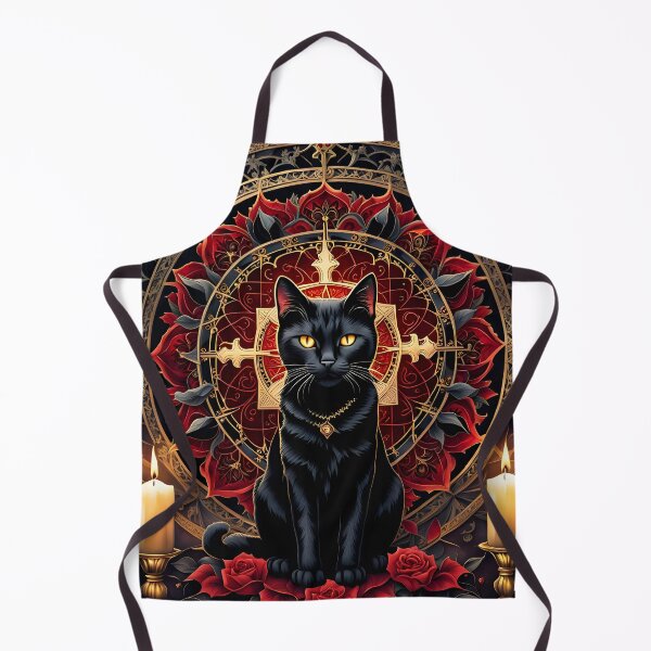 Artikelvorschau, Gotisches Mandala mit schwarzer Katze und roten Rosen entworfen und verkauft von MandalasShops.