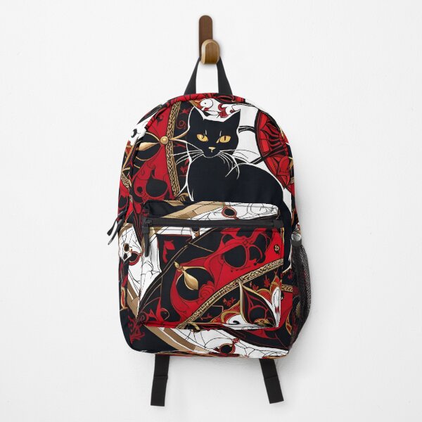 Item preview, Gothic Mandala with Two Black Cats and Red and Gold Details designed and sold by MandalasShops.