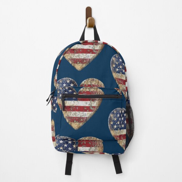 Item preview, RETRO USA HEART PIN WOODEN VINTAGE DISTRESSED AMERICA designed and sold by NikoDeeko.