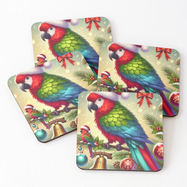 Item preview, Festive Christmas Parrot with Ornaments and Snowy Winter Background designed and sold by alkareem-ca.