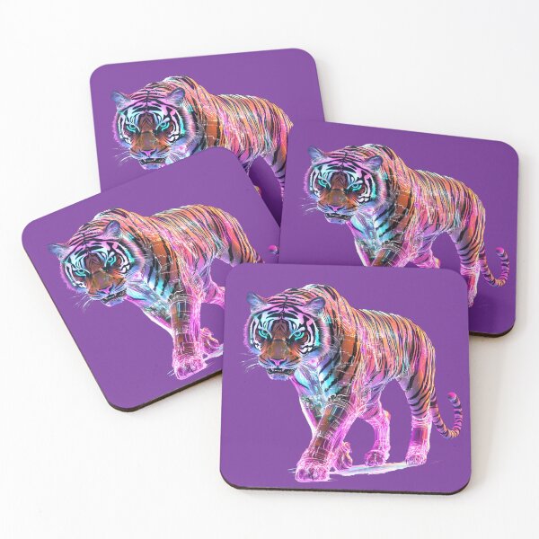 Item preview, Neon Cybernetic Tiger with Futuristic Glow designed and sold by PixelReverb.
