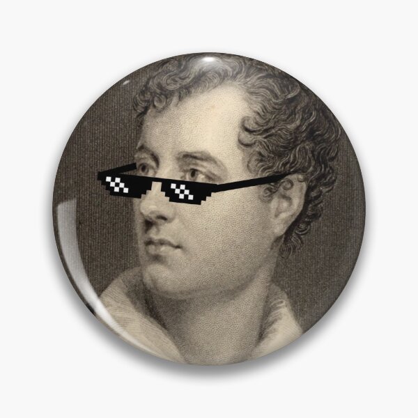 Item preview, Meme sunglasses on black and white portrait of Lord Byron, old-timey statuesque man, poet, poetry designed and sold by StudyPuff.