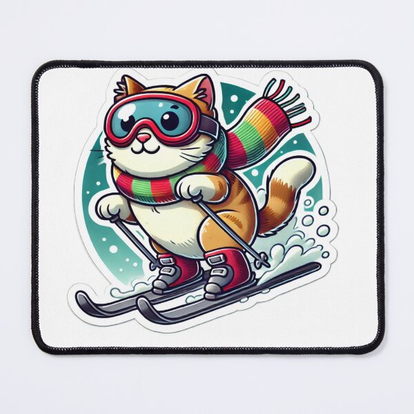 Item preview, cat on skis designed and sold by LewpyG.
