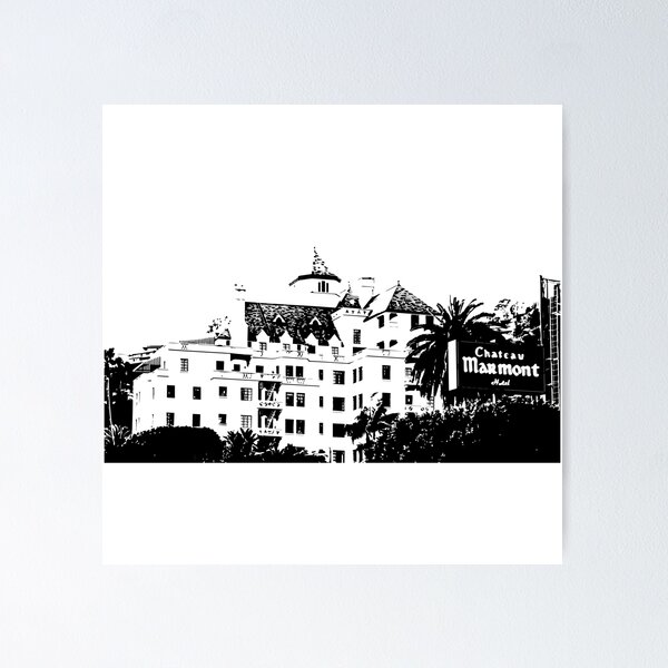 Item preview, Chateau Marmont - Iconic Hollywood Landmark in Monochrome designed and sold by Ghafourbkz.