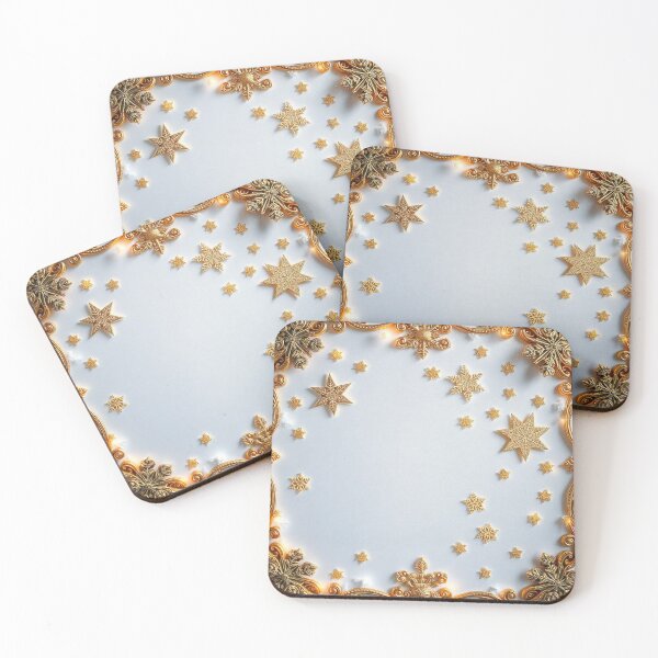 Item preview,  "Golden Stars and Snowflakes: Elegant Festive Line Art Frame" designed and sold by hjian8219.