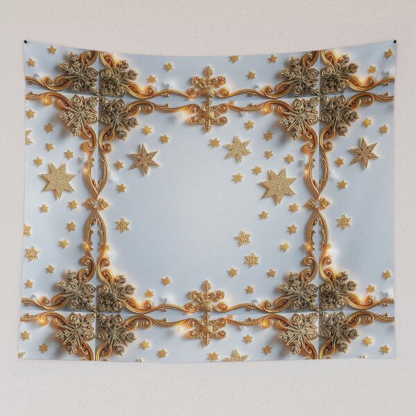 Item preview,  "Golden Stars and Snowflakes: Elegant Festive Line Art Frame" designed and sold by hjian8219.