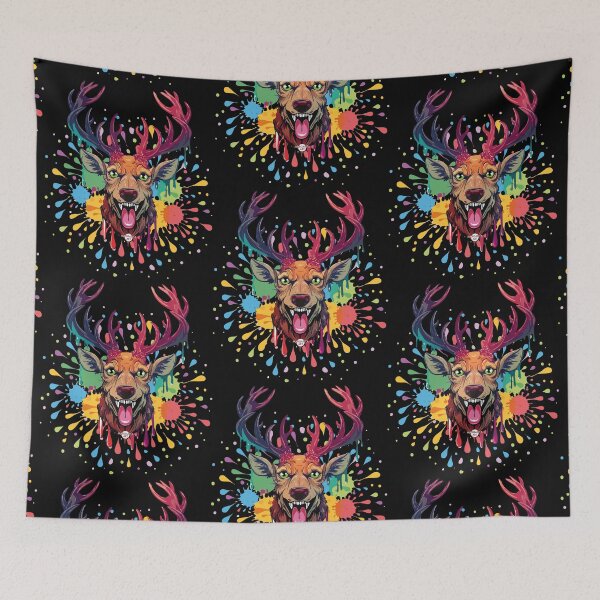 Item preview, 07 Party Deer colorful deer head paint splash designed and sold by Margarita-Art.