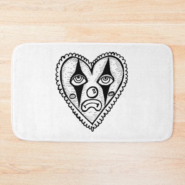 Item preview, Sad Carnival Circus Clown Heart Face Greyscale Tattoo Style designed and sold by KayTurtless.