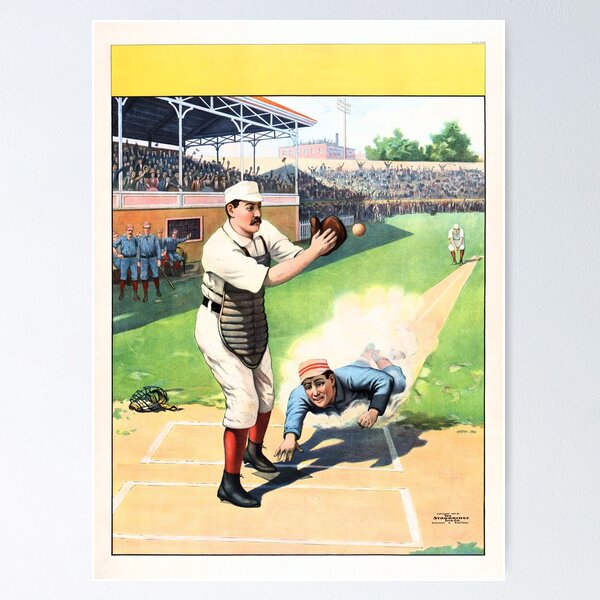 Item preview, 1897 - Baseball - Cincinnati - New York - The Strobridge Lithograph Co | Players Catcher - Batter / Runner - 3rd Baseman | Full Litho - W2411 designed and sold by WheelieGdArt.