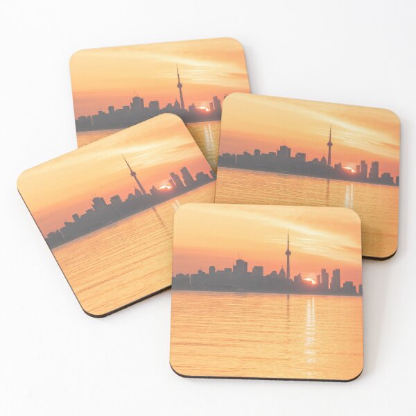 Item preview, The Wait is Over - Split Sunrise Behind Toronto Skyline  designed and sold by Georgia Mizuleva.