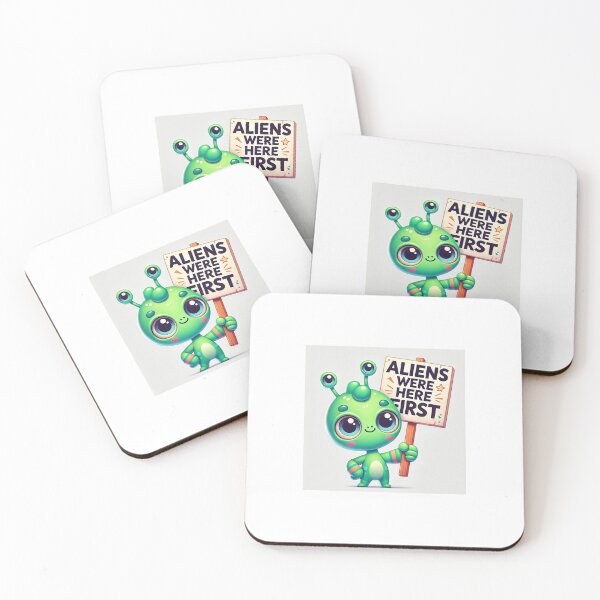 Item preview, Aliens Were Here First - Cute Alien Protest Art designed and sold by ANIARTONLINE.