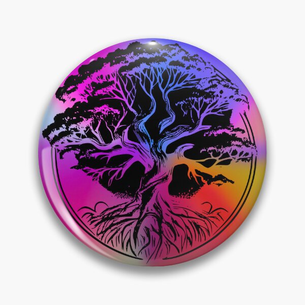 Item preview, Rainbow Banyan Tree Silhouette on Vibrant Tie-Dye Background designed and sold by Fredster1966.