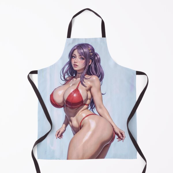 Item preview, Vibrant Anime-Style Digital Illustration of a Curvaceous Young Woman in a Red Two-Piece Swimsuit with Deep Purple Hair – Full Shot Art designed and sold by marvinismyname.
