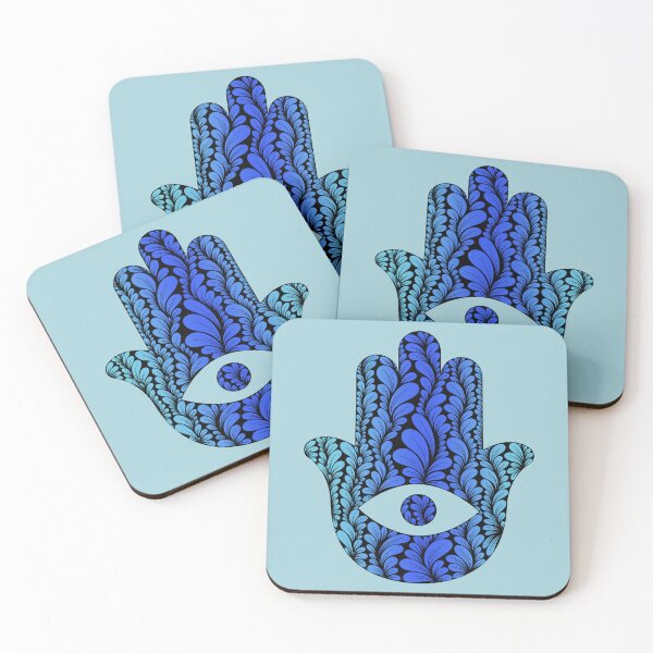 Item preview, Zen Flower Petal Art - Blue Hamsa with Evil Eye for Protection  designed and sold by SpeakBoldly.