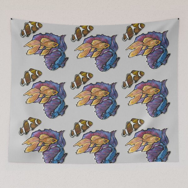 Item preview, Golden Fish, Halfmoon Betta Fish, Clownfish Pattern 1 designed and sold by nastiaart.