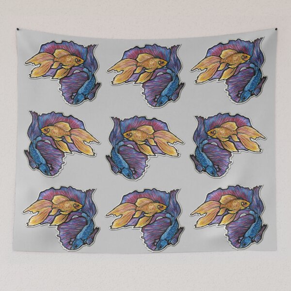 Item preview, Golden Fish & Halfmoon Betta Fish Pattern 2 designed and sold by nastiaart.