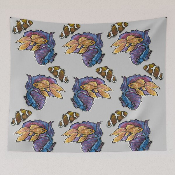 Item preview, Golden Fish, Halfmoon Betta Fish, Clownfish Pattern 2 designed and sold by nastiaart.