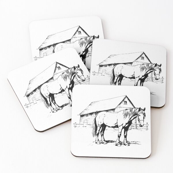 Item preview, Rustic Barn Draft Horse Farm Shire Belgian Percheron designed and sold by inkoutninja.
