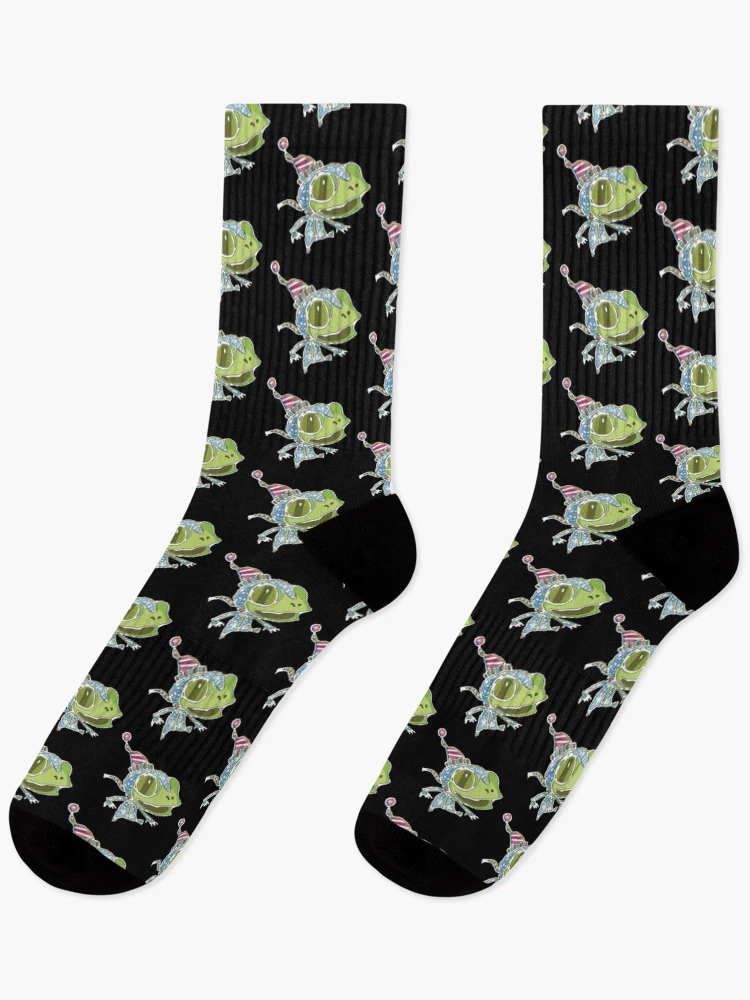 Thumbnail 1 of 5, Socks, Happy Festive Frog designed and sold by Rickybrook.