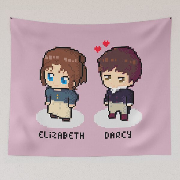 Item preview, Cute Jane Austen Elizabeth and Darcy Pixel art designed and sold by MariOyama.