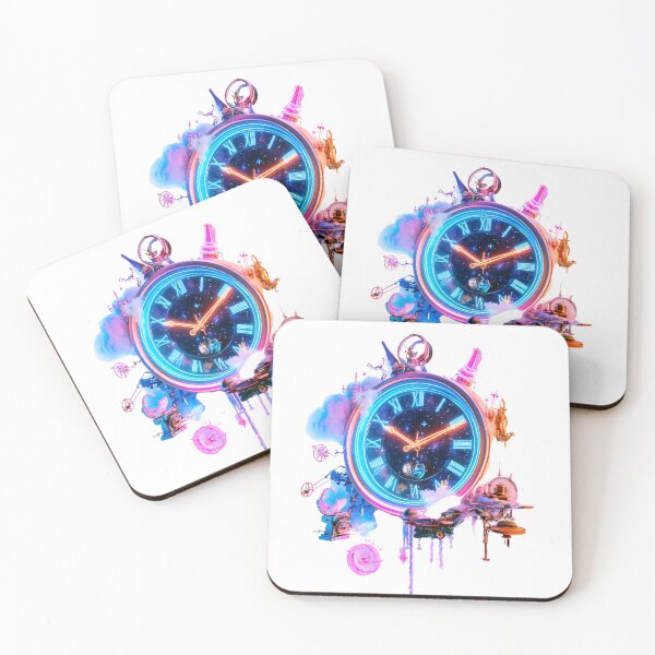 Item preview, Surreal Astral Neon Clock of Timeless Wonder designed and sold by PixelReverb.