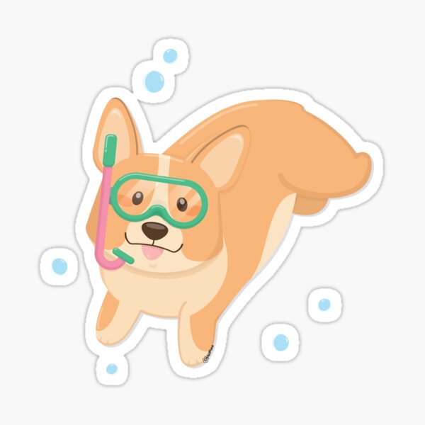 Snorkle Corgi Sticker