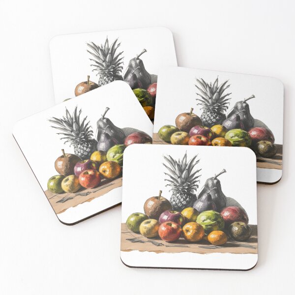 Item preview, A drawing of a table with a variety of fruits including apples, oranges designed and sold by PWDigitalArt.
