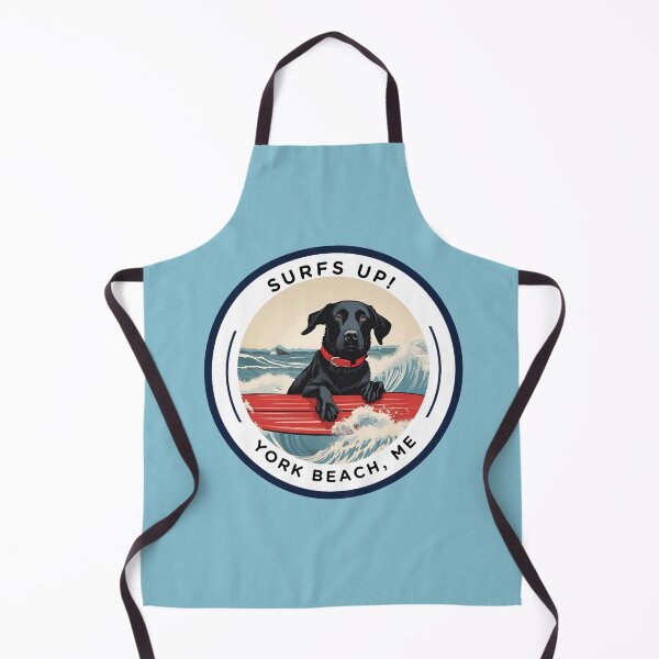 Item preview, “Surf’s Up, Dawg! Cute Black Lab Dog v4 - York Beach, ME - Nubble-Cape Neddick designed and sold by SAMJA-Art.