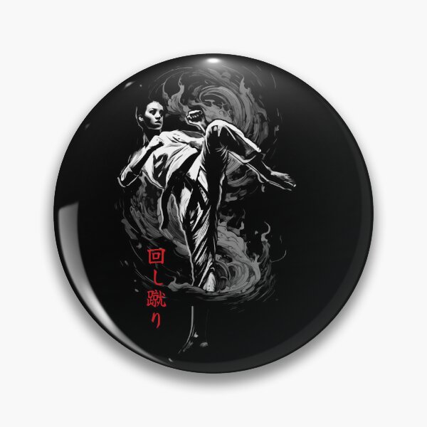 Item preview, Dynamic Martial Artist Roundhouse Kick Japanese Kanji T-shirt designed and sold by Ossu-Couture.